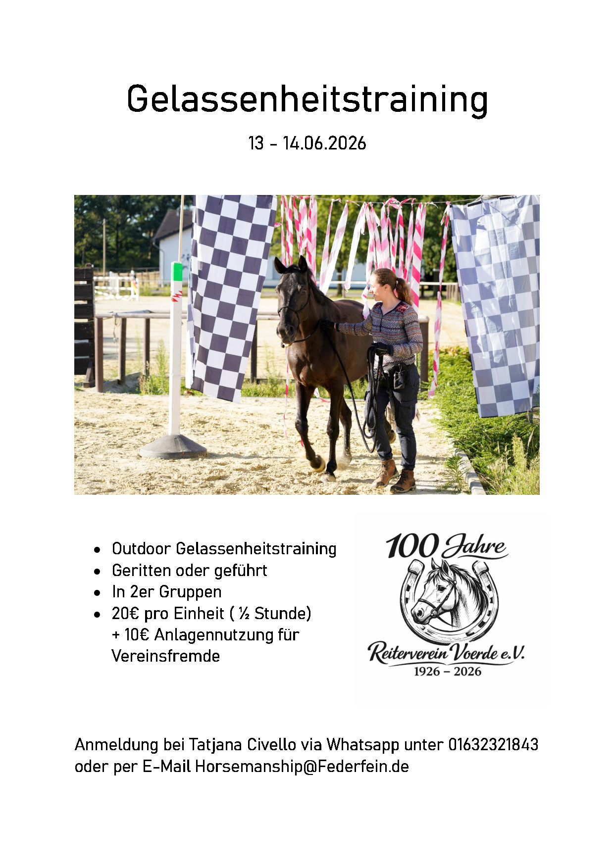 Fleyer des Gelassenheitstrainings für die Tage 13.06.2026 und 14.06.2026